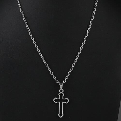 Gothic Dark Style Hollow Cross Pendant Necklace Ankh Street Punk Cool Necklaces For Alternative Girl Hip-pop Gifts Rock Jewelry