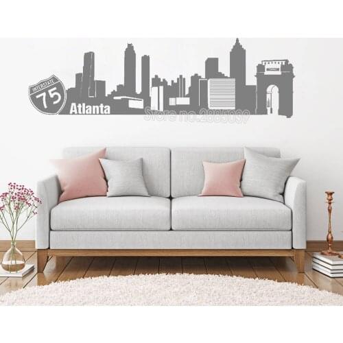 Beautiful City Atlanta Skyline Wall Sticker Home Decor Living Room Mural Art Vinyl Removable Wallpaper Waterproof Posters LC125