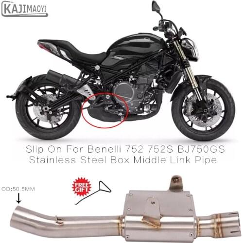 Motorcycle Exhaust Modified Stainless Steel Middle Link Pipe Catalyst Delete Pipe Slip On For Benelli 752 752S BJ750GS