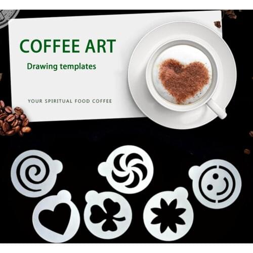 Fancy Coffee Printing Model Foam Spray Cake Stencils Coffee Drawing Cappuccino Mold Powdered Sugar Sieve Tools