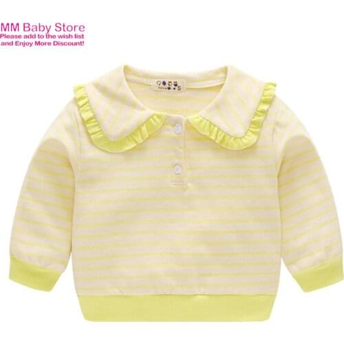 New Baby Girls Princess Cardigan Stripe Lapel Infant Toddle Girl Long Sleeve Sweatshirt Kids Outwear Clothes Spring Autumn