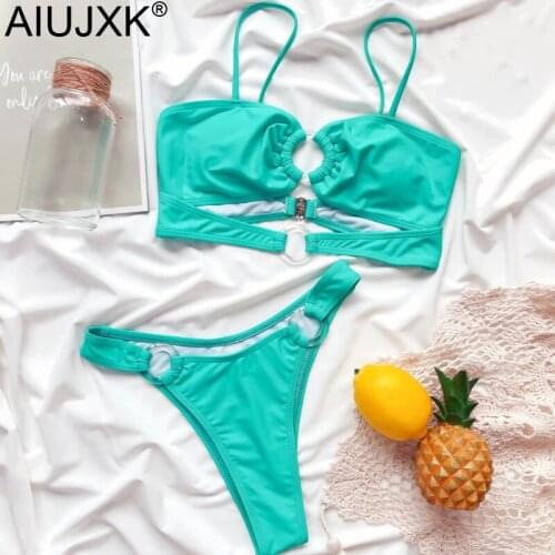 AIUJXK New Arrival 2021 Summer Swimsuit Womens Split Swimwear Bra And Panty Woman Bathing Suit Green Sexy 2 Piece Swimsuit