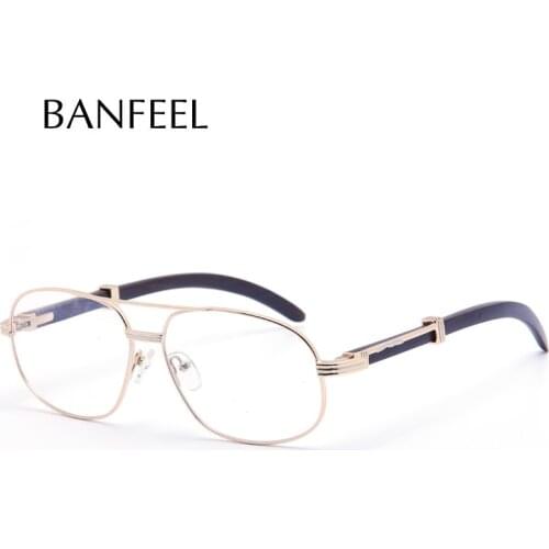 Wood and Alloy Glasses Men Aviator Optical Prescription Eyeglasses Frame French Brand Designs Spectacles Women Oversized Eyewear