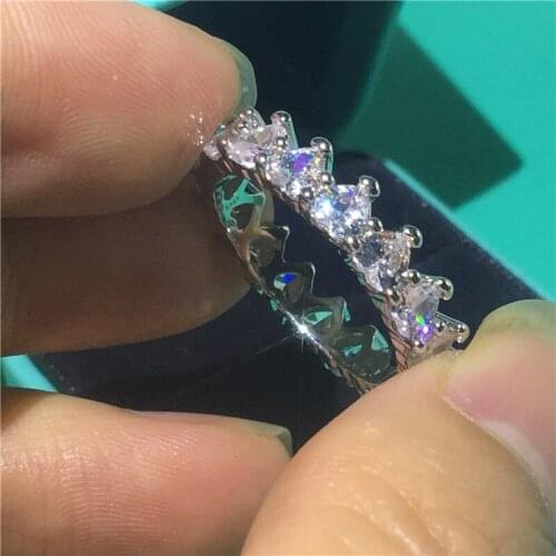 Heart cut Diamond ring Silver color Gemstones Cz Engagement wedding band rings for women men Statement Party Jewelry