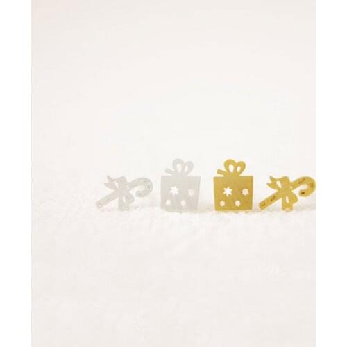 Wholesale Fashion Umbrella And Gift Box Stud Earrings Two Sided Kids Women Studs Christmas Gift Jewelry Free Shipping