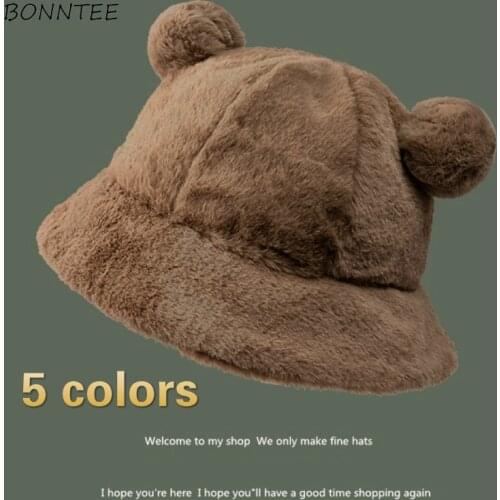 Bucket Hats Women Kawaii Comfortable Warm Winter Fashion Casual All-match Creativity Thicker Student Ladies Caps Outdoor Ulzzang