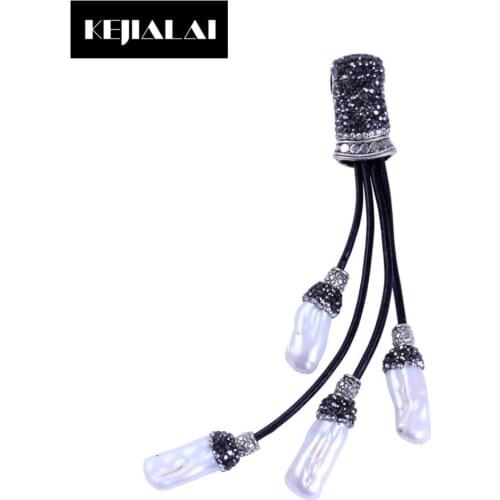 Beads Tassel Pendant with Natural Stone Beads Pave Rhinestone Leather Rope Macrame Pendants for Women Necklaces Jewelry Making