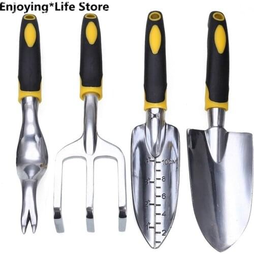 4 PCS Gardening Tools Set Trowel Transplanted Cultivator Weeder Fork Garden Tool Digging Tool Manual Removing Garden Taproot D40