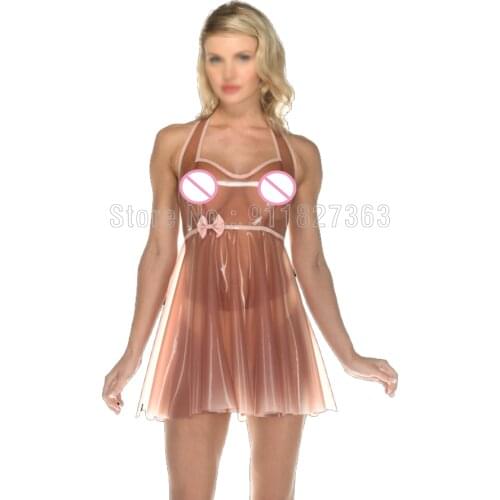 100% Handmade Latex Rubber Catsuit Sexy Transparent Dress Hot and Sweet Customized night gown/o underwear