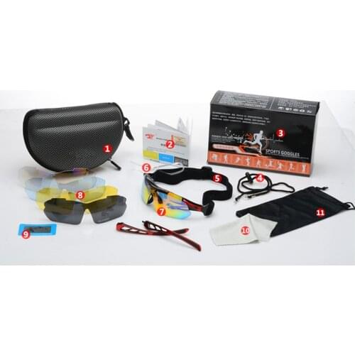 Cycling sunglasses outdoor sports glasses UV400 protective goggles with 5 interchangeable lenses