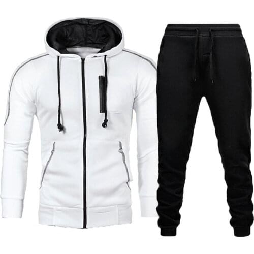 Men Tracksuit Set Color Block Hooded Men Long Sleeve Drawstring Sweatshirts Pants for Sports mens sets Black xxxl ropa hombre