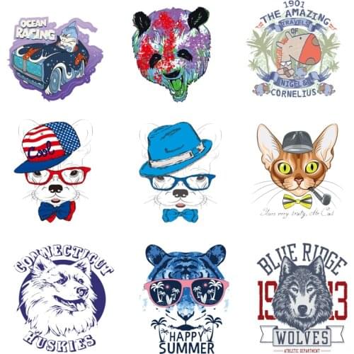 Iron-on Transfers for Clothing Ironing Patches Letters Stickers Diy Animals Patch Flex Fusible Transfer Vinyl Adhesive Stripe F