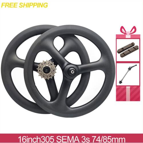 Toray T700 Dahon Fnhon Bike V Brake 16 305 3spoke Folding Bicycle Trispoke Carbon Wheel