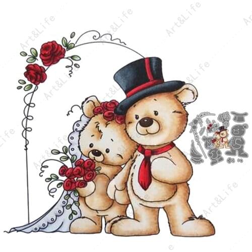 Cute Bear Hot New Metal Cutting Dies Get Married Love Stencils for Making Scrapbooking Album Birthday Card Embossing Cut Die