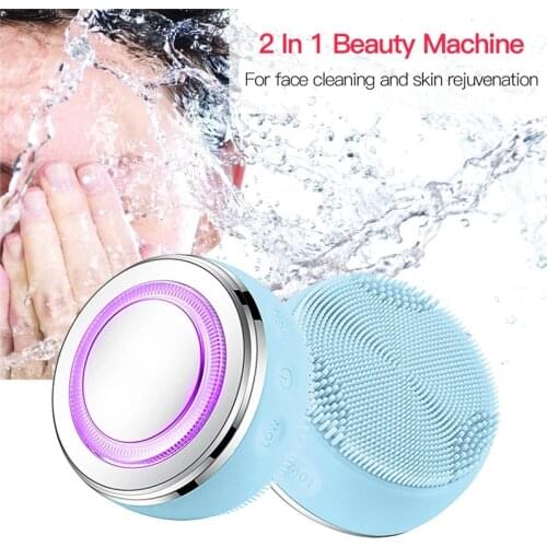 Ultrasonic Silicone Electric Facial Cleansing Brush Sonic Face Cleanser Cleansing Skin Mini Washing Massager Brush Rechargeable