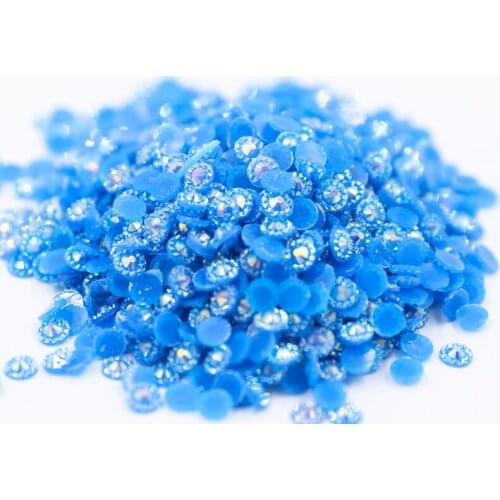 Jelly Sapphire AB Color Sunflower 4mm,5mm,6mm Facets FlatBack Resin Rhinestone Nail Art Garment Decoration Stones/Beads