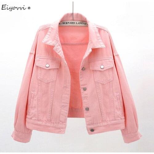 2021 Spring And Autumn New Denim Jacket Womens Korean Version Loose Popular Short Coat Candy Color Casual Coats Outerwear
