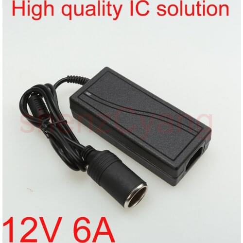 1pcs High quality 12V 6A Car cigarette lighter Power AC Converter / adapter for Air pump /Vacuum cleaner DC 12V 6A Power supply