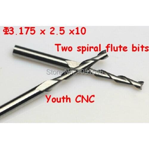 10pcs/ lot high quality 3.175mm x 2.5mm x 10mm End Mill CUTTER, Two Spiral flute Bits for Cutting Router End Mill CUTTER
