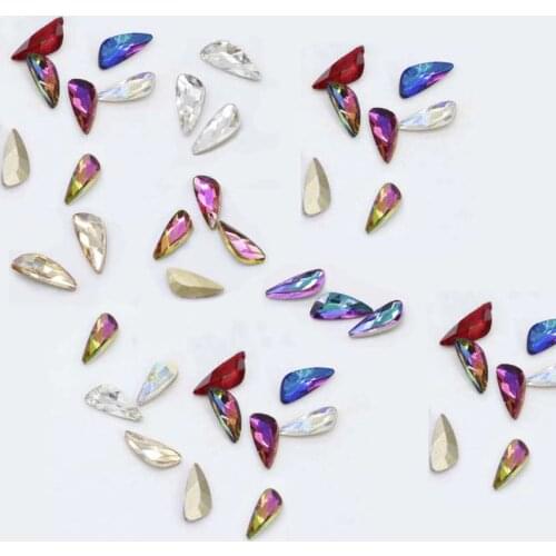 100pcs Triangle Nail Art Glass Glitter Gem Crystal Rhinestone 5*11 3D Nail Art Rhinestones Elongated Teardrop Glass Flame Stones