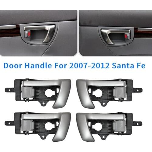 4Pcs (Four Door)Interior Inner Door Handle for 2007-2012 Hyundai Santa Fe with Gray Knob 82610-2B010 82620-2B010