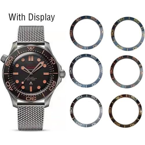 41.5mm Ceramic Watch Bezel Seamaster Black Blue Insert Mens Watch Face Replace Accessories for Omega Seamaster Repair Watch Case