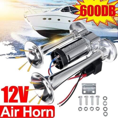 600DB Car Air Horn Super Loud Dual Car Trumpet Air Horn Electric Air Horn Speaker Kit Powerful Air Horn For Boat Train horn