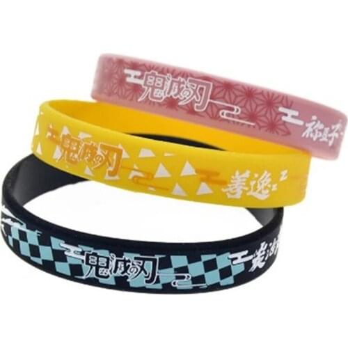 Anime Demon Slayer Kimetsu No Yaiba Silica Gel Sport Wristband Friendship Rubber Silicone Bracelets Men Jewelry Gifts