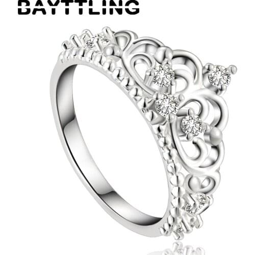 BAYTTLING 925 Sterling Silver AAA Zircon Ring 7#/8# Luxury Crown Ring For Woman Fashion Party Jewelry Birthday Gift