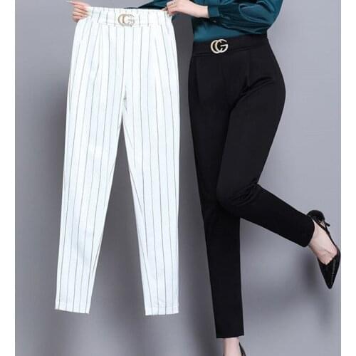 Harem Pants Women Spring Autumn 2020 New Loose Casual Nine-point carrot Pants Plus size Womens Feet pants Striped Trousers 3XL