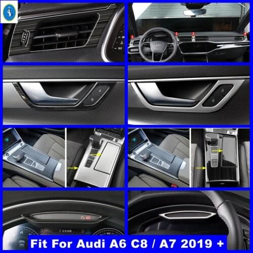 Black Brushed / Silver Interior Refit Kit Dashboard Air AC / Door Bowl / Gear Box Cover Trim Fit For Audi A6 C8 / A7 2019 - 2021