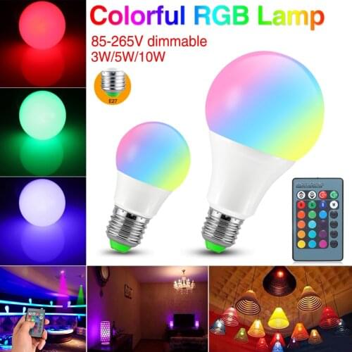 RGB Colorful Changin 3W 5W 10W Lamp with Remote Control battery Dimmable 16 Color IR E27 LED Bulb Lights Fixture Home Decor RGB