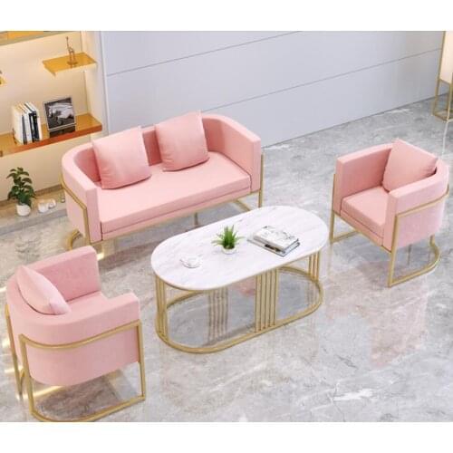 Business office sofa chair net red sofa modern simple leisure reception wrought iron sofa coffee table table combination