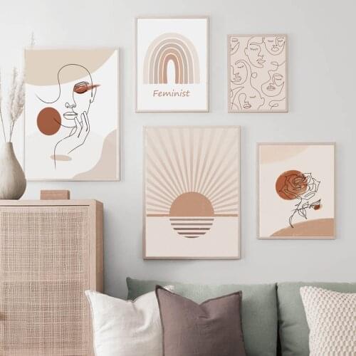 Girl Face Bridge Line Abstract illustration Wall Art Canvas Painting Nordic Posters AndPrints Wall Picture For Living Room Decor