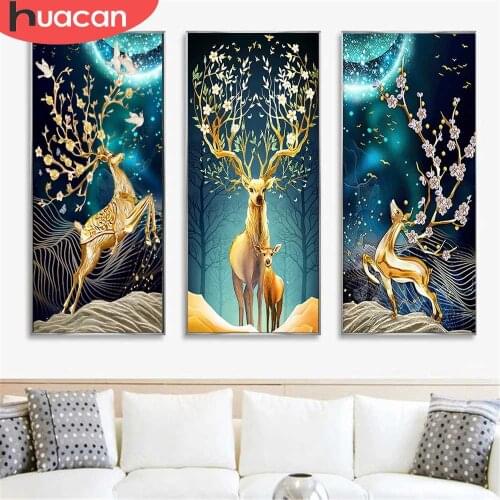 HUACAN Full Square/Round Diamond Painting Deer 5D DIY Diamond Embroidery Sale Animal Pictures Of Rhinestones Mosaic Home Decor