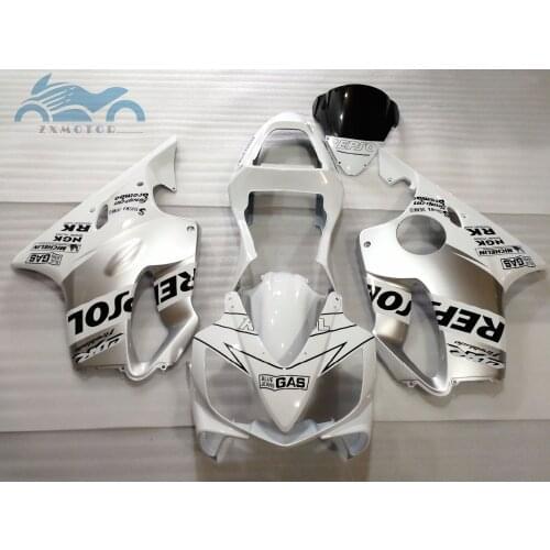 ABS plastic aftermarket fairings set for CBR 600F4i 01 02 03 road fairing kits CBR 600F 4i 2001 2002 2003 white repsol bodyworks