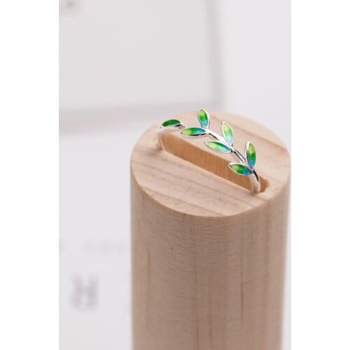 Trendy Personality Punk Green Leaf Rings For Women Men Lady Girls Resizable Size Rings Party Jewelry Charm Gifts 2021