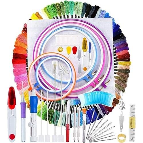 Craft DIY - 140 Pcs/Set Magic Patterns Punch Needle Kit Craft Tool Embroidery Pen Set, Threads for Sewing Knitting DIY Threaders