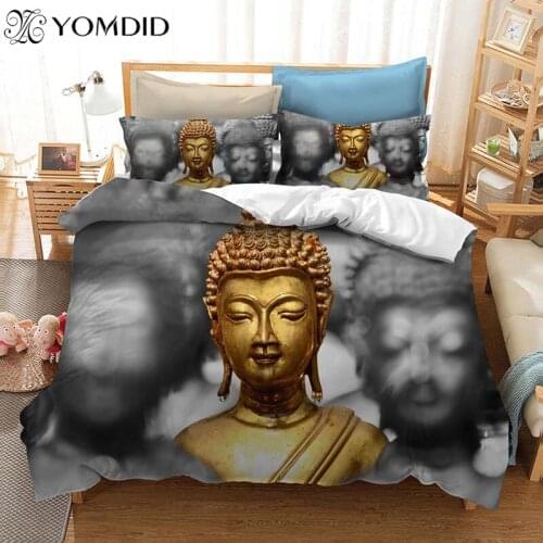 Buddha Pattern Bedding Set 3d Printing Duvet Cover Set Bedroom Duvet Cover Set Polyester fabric Printed Bedding set Home Decor