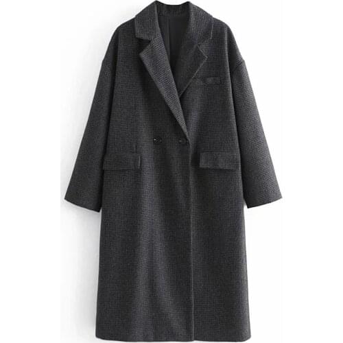 New Winter Pop Women Check Coat Elegant lady Vintage Long Jackets Warm Thicken Casual Vogue Woman Windbreaker Outfits