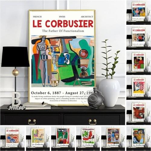 Le Corbusier Functionalism Exhibition Museum Poster, Abstract Cubism Retro Art Canvas Painting, Print Wall Picture Home Decor