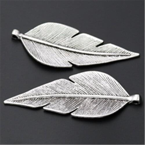 WKOUD 2pcs Silver Color new Plant leaves Pendant For Necklace Bracelet DIY Fashion Jewelry Charm Handmade A807