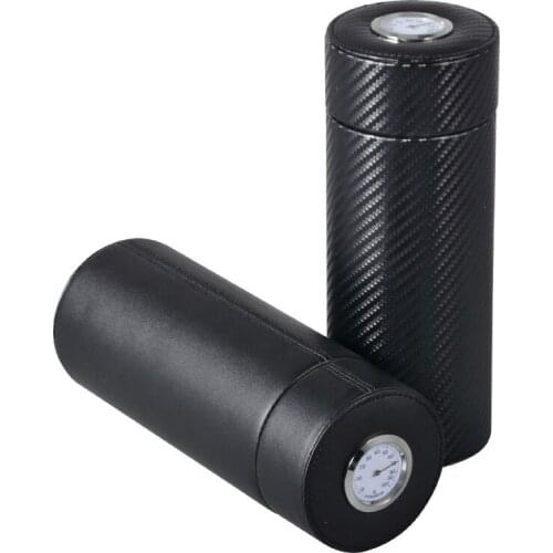 Portable Cedar Wood Lined Travel Leather Cigar Humidor Case 5CTS With Hygrometer