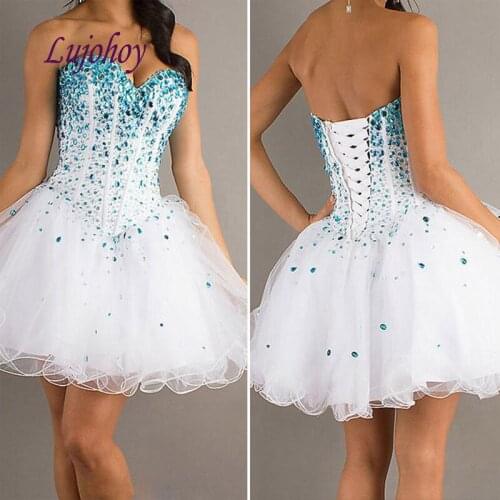 Luxury Short Homecoming Dresses for Girls Tulle Crystals Women Cocktail Prom Grade 8 Graduation Dresses