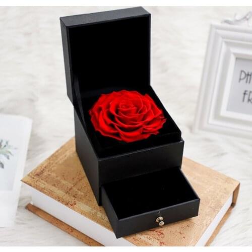Handmade Preserved Roses Forever Flowers Real Rose in Gift Box Elegant Romantic Gifts with Jewry Box Drawer Container D30