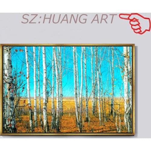 Hand-painted birch forest large mural landscape painting decorative sitting room 3 d mural hotel lobby wall tourist city club ba