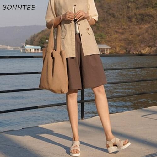 Shorts Women Loose Elastic Waist Summer Large Size S-3XL Popular Female Ulzzang Cozy Solid Couple All-match High Street Casual