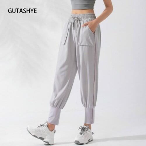 Gutashye Yoga Pants High Waist With Pocket Leggings Sport Women Fitness Workout Clothes Loose Sports Wear Gym Leggins Push Up