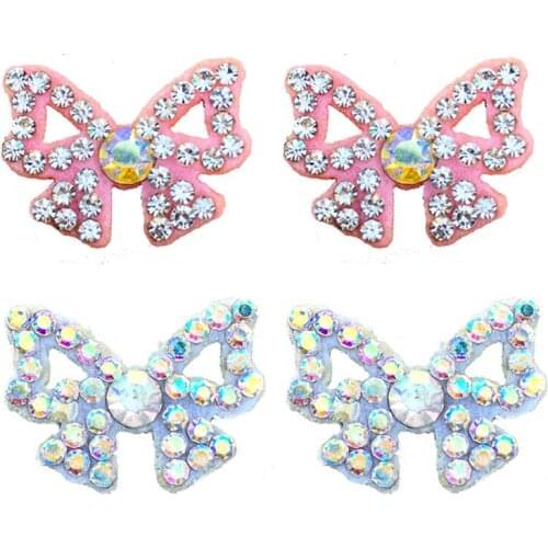 Cute Bow Non-woven Fabric Diamond Patch Stickers Handmade DIY Clothing Bags Shoes Hat Accessories Rhinestone Cloth Stickers