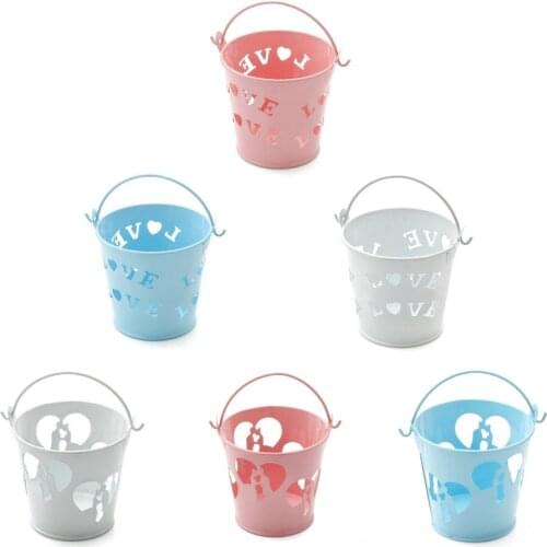 Wedding Tinplate Candy Box Groom Bride LOVE Small Iron Bucket Kid Baby Shower Birthday Party Decor Favors Metal Candy Bucket
